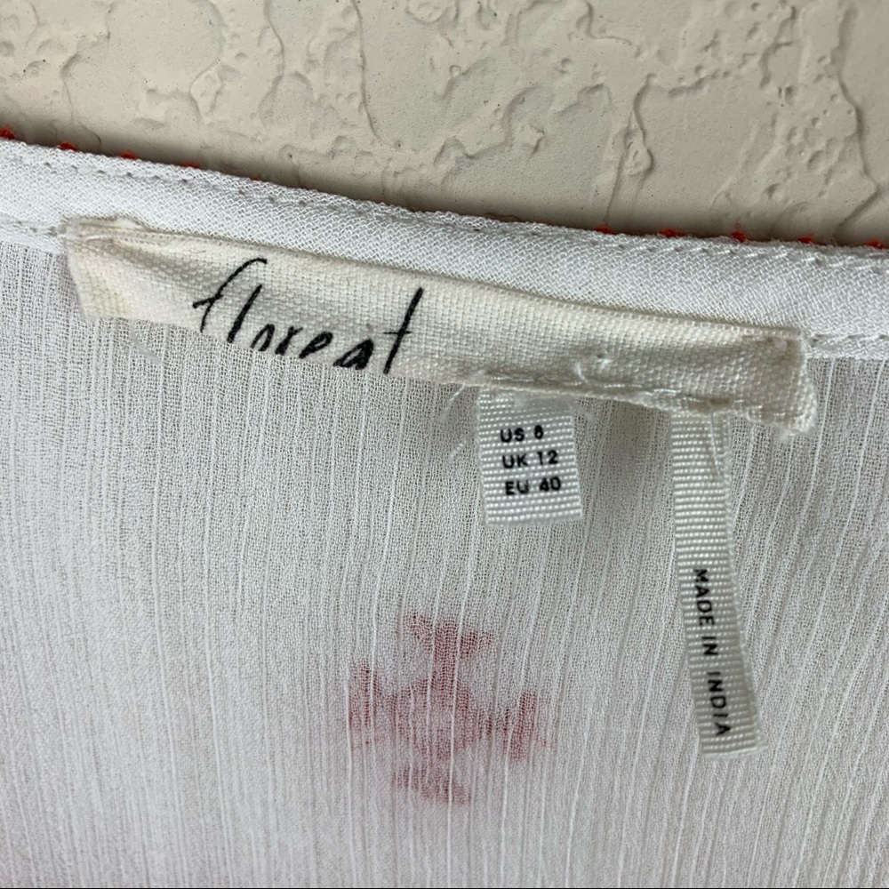 FLOREAT White Boho Blouse Red Embroidery 8 - Picture 7 of 13